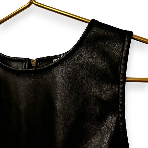Kirious Vegan Leather Dark Gunmetal Crop Top - Picture 3 of 7